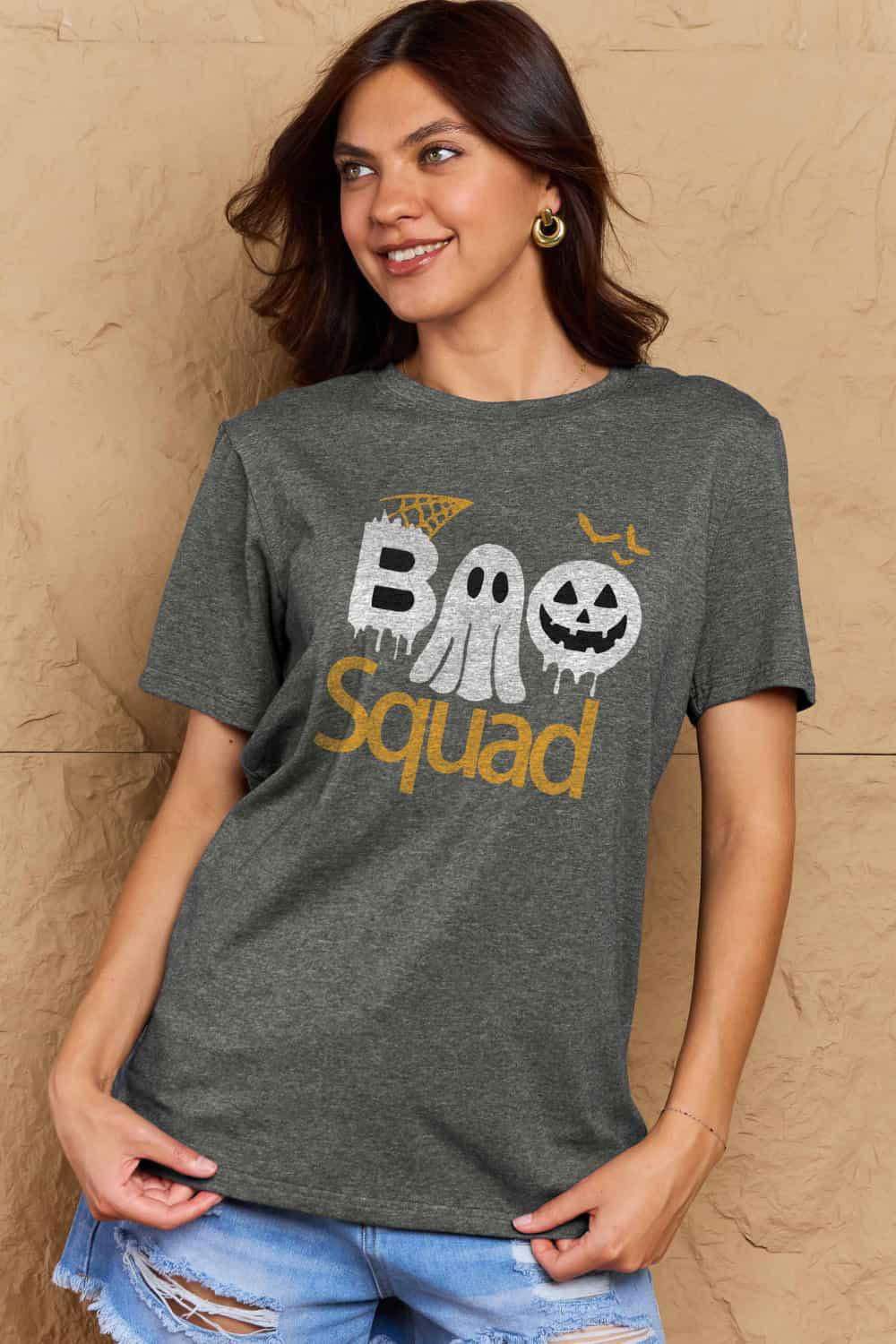 Simply Love Full Size BOO SQUAD Graphic Cotton T-Shirt - Vesteeto