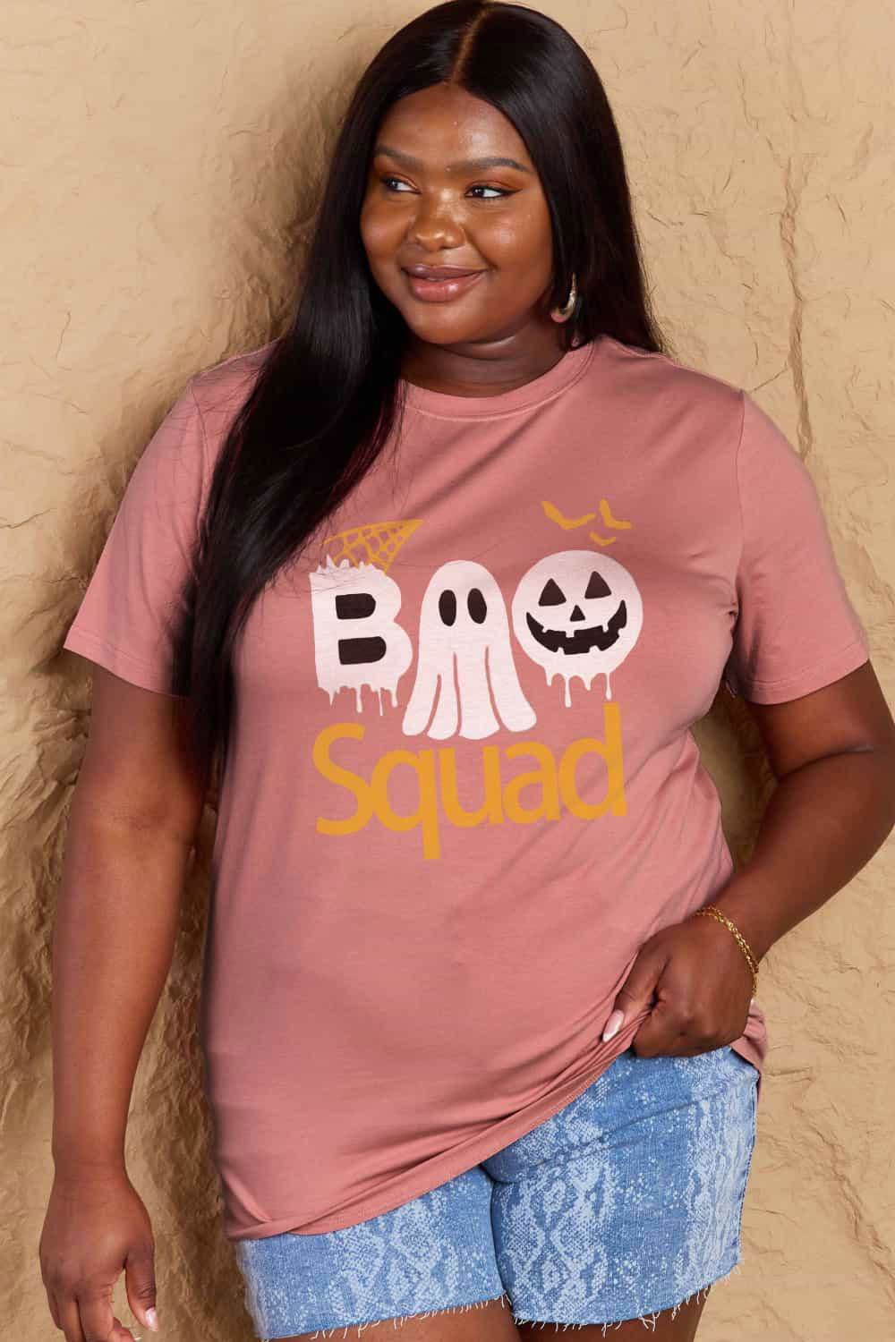 Simply Love Full Size BOO SQUAD Graphic Cotton T-Shirt - Vesteeto