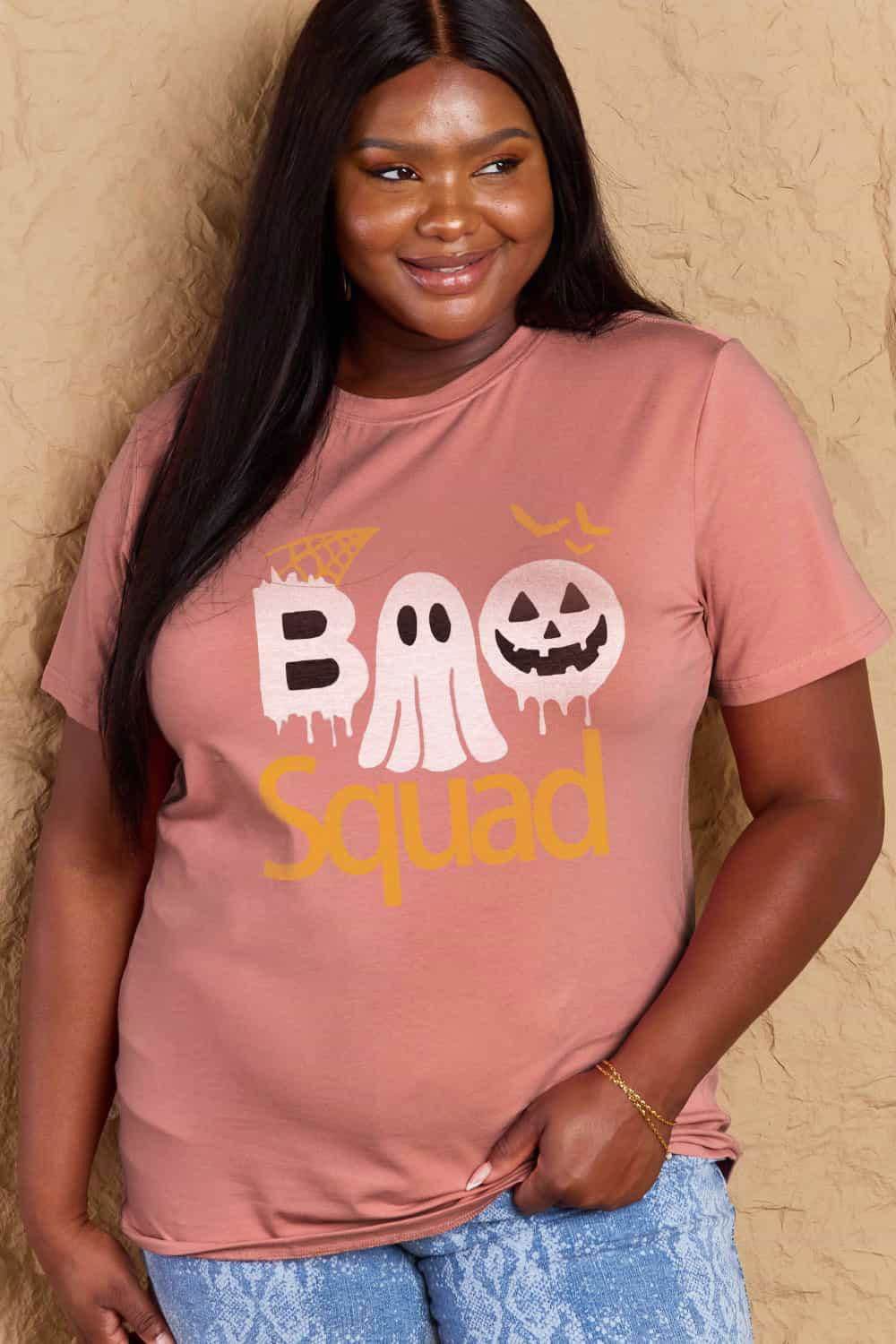 Simply Love Full Size BOO SQUAD Graphic Cotton T-Shirt - Vesteeto