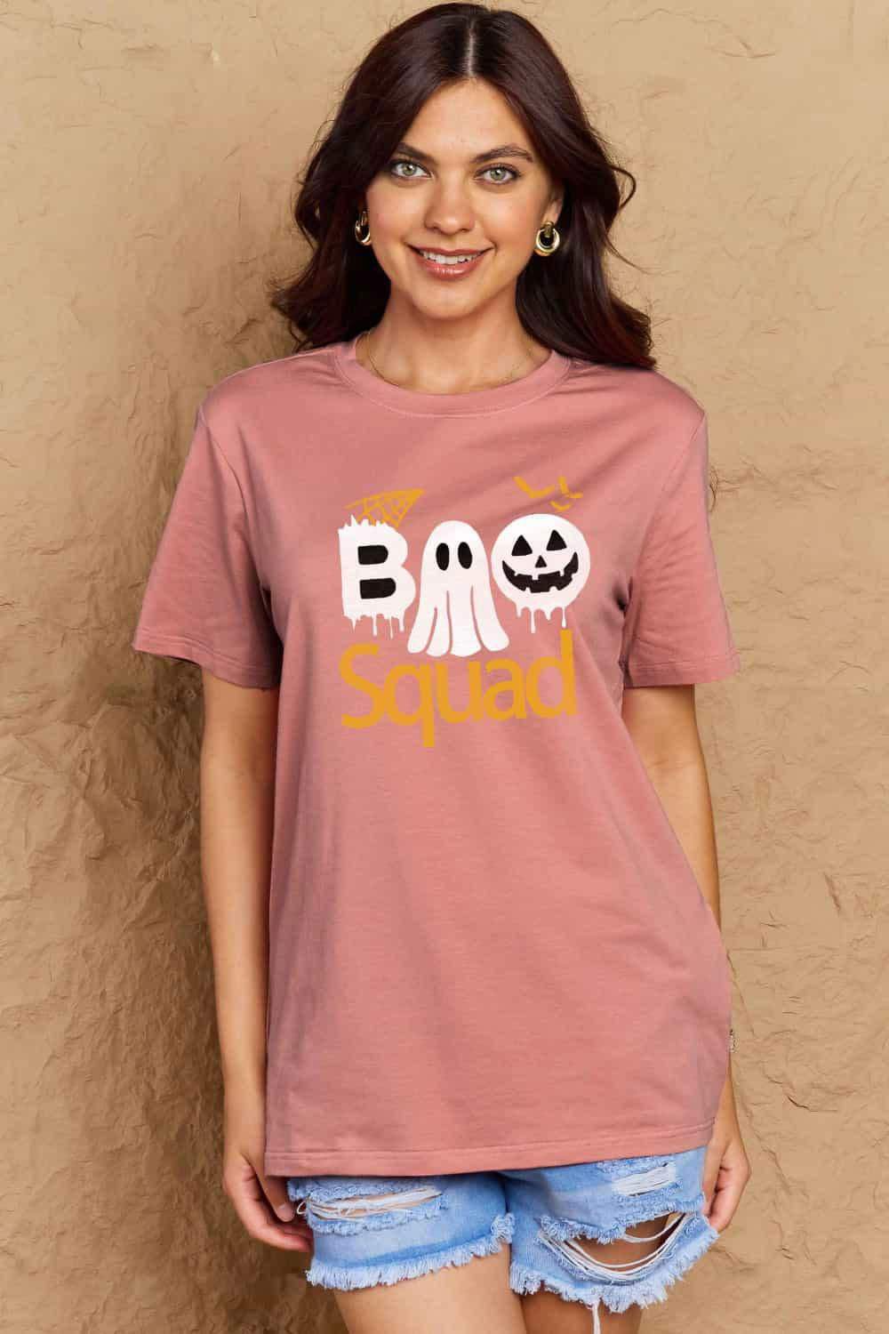 Simply Love Full Size BOO SQUAD Graphic Cotton T-Shirt - Vesteeto