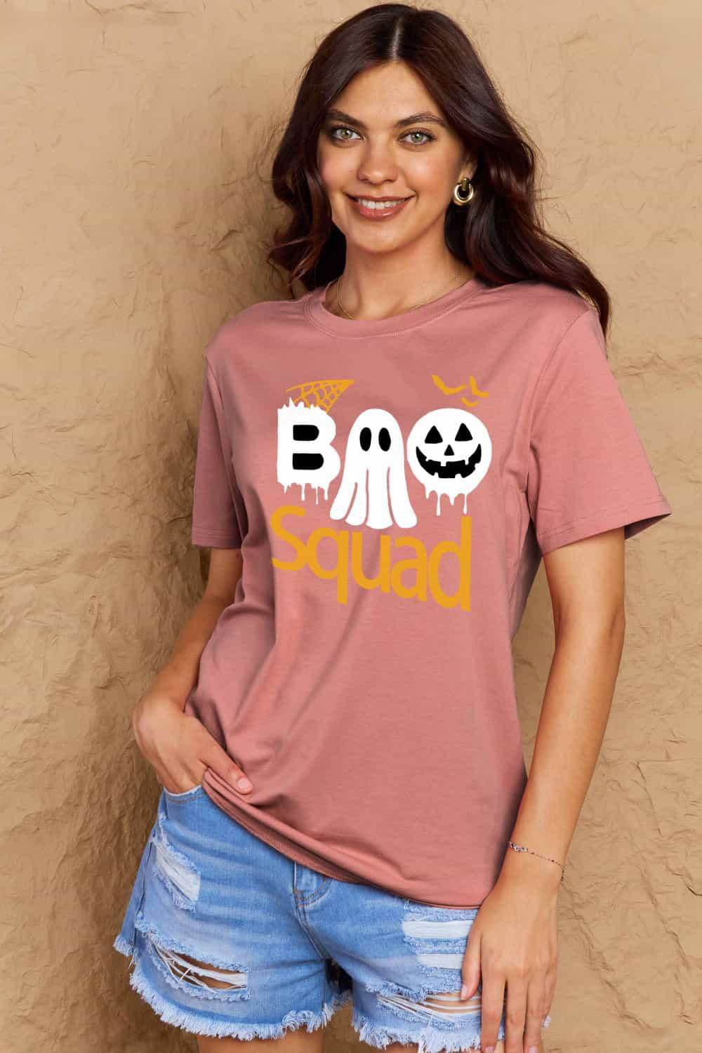 Simply Love Full Size BOO SQUAD Graphic Cotton T-Shirt - Vesteeto