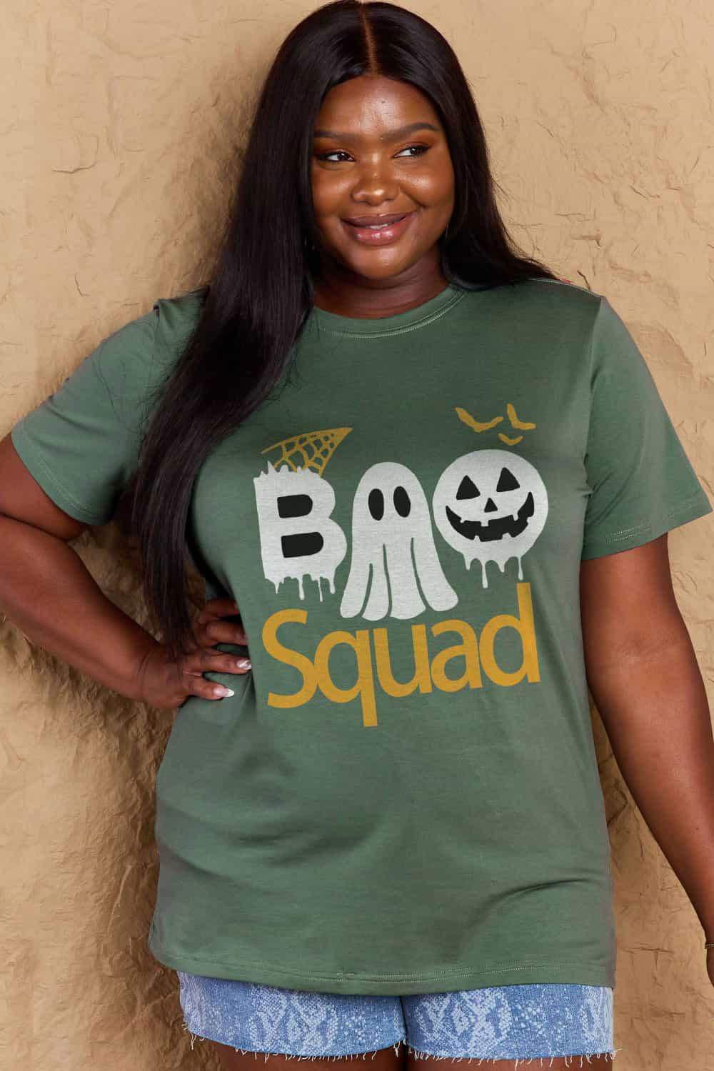 Simply Love Full Size BOO SQUAD Graphic Cotton T-Shirt - Vesteeto