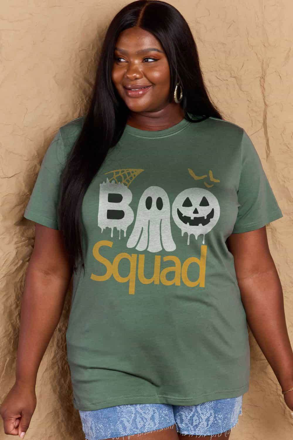 Simply Love Full Size BOO SQUAD Graphic Cotton T-Shirt - Vesteeto