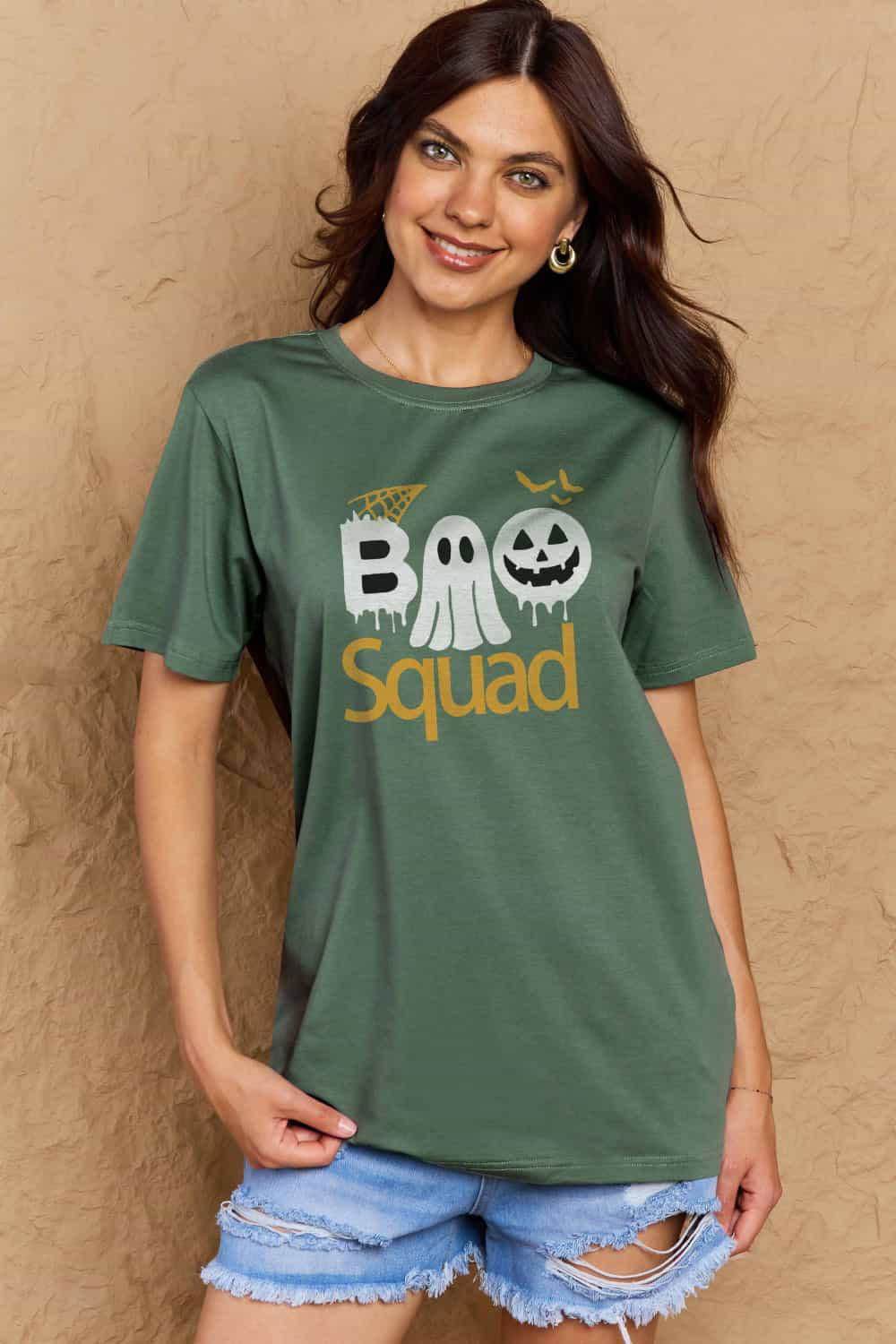 Simply Love Full Size BOO SQUAD Graphic Cotton T-Shirt - Vesteeto