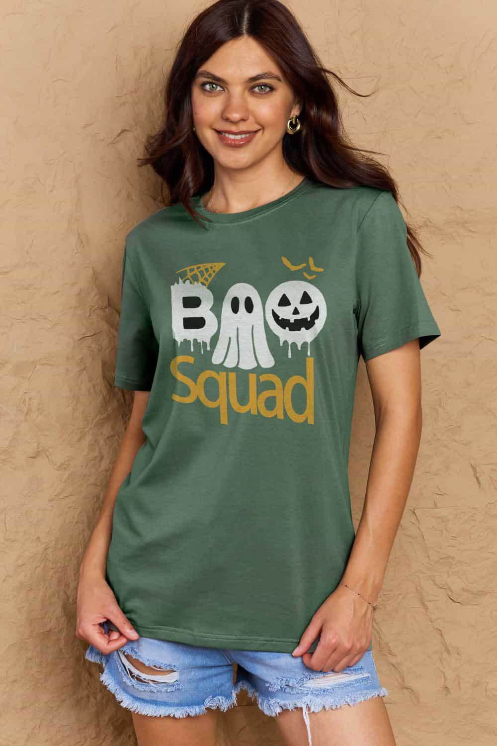 Simply Love Full Size BOO SQUAD Graphic Cotton T-Shirt - Vesteeto