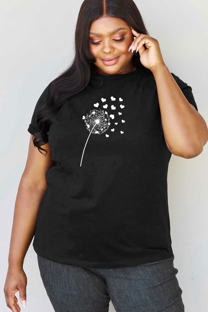 Simply Love Full Size Dandelion Heart Graphic Cotton T-Shirt - Vesteeto