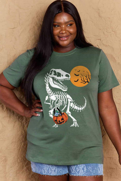 Simply Love Full Size Dinosaur Skeleton Graphic Cotton T-Shirt - Vesteeto