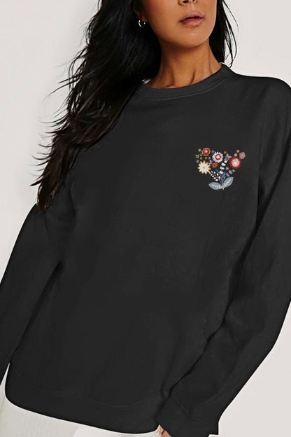 Simply Love Full Size Flower Graphic Sweatshirt - Vesteeto