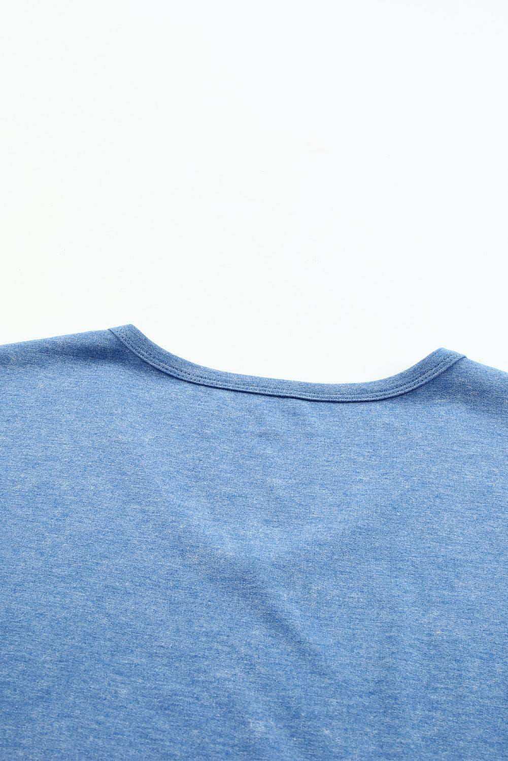 Sky Blue Mineral Washed V Neck T Shirt 