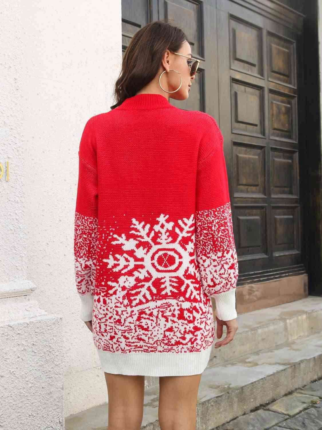 Snowflake Pattern Sweater Dress 