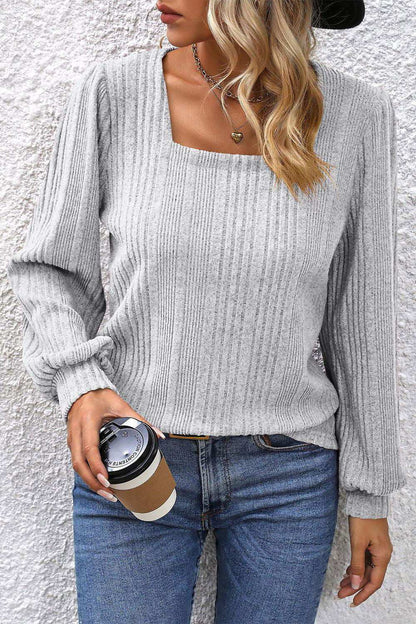 Square Neck Puff Sleeve Blouse 