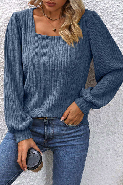 Square Neck Puff Sleeve Blouse 