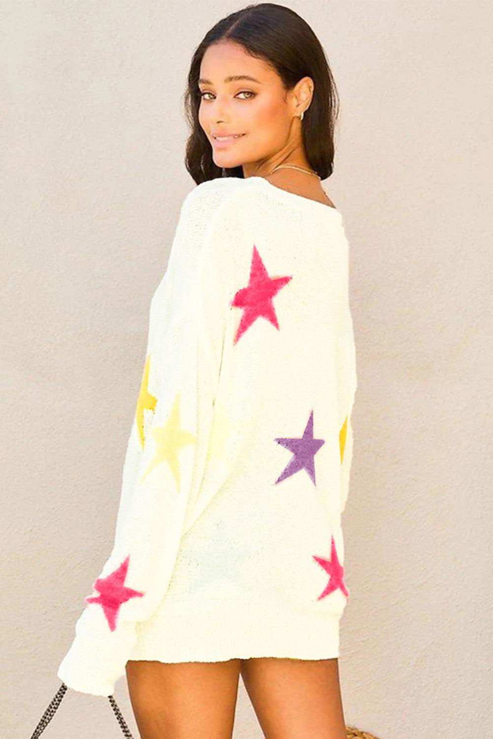 Star Pattern Dropped Shoulder Sweater 