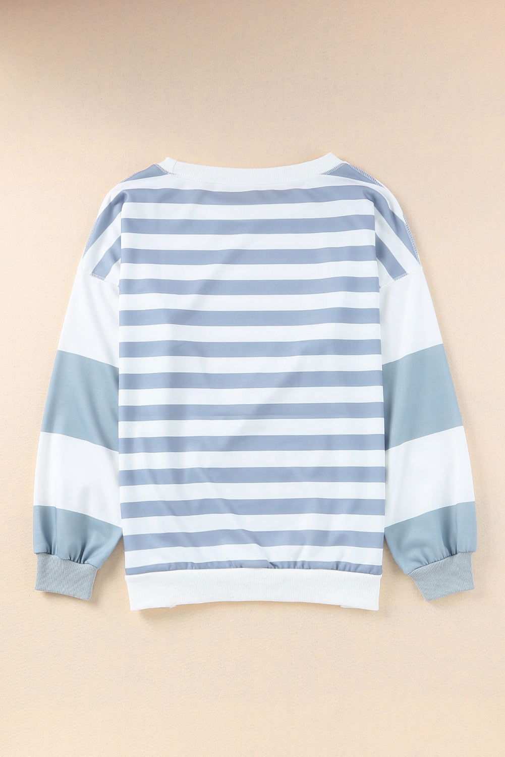 Stripe Sequined Rugby Graphic Round Neck Sweatshirt 