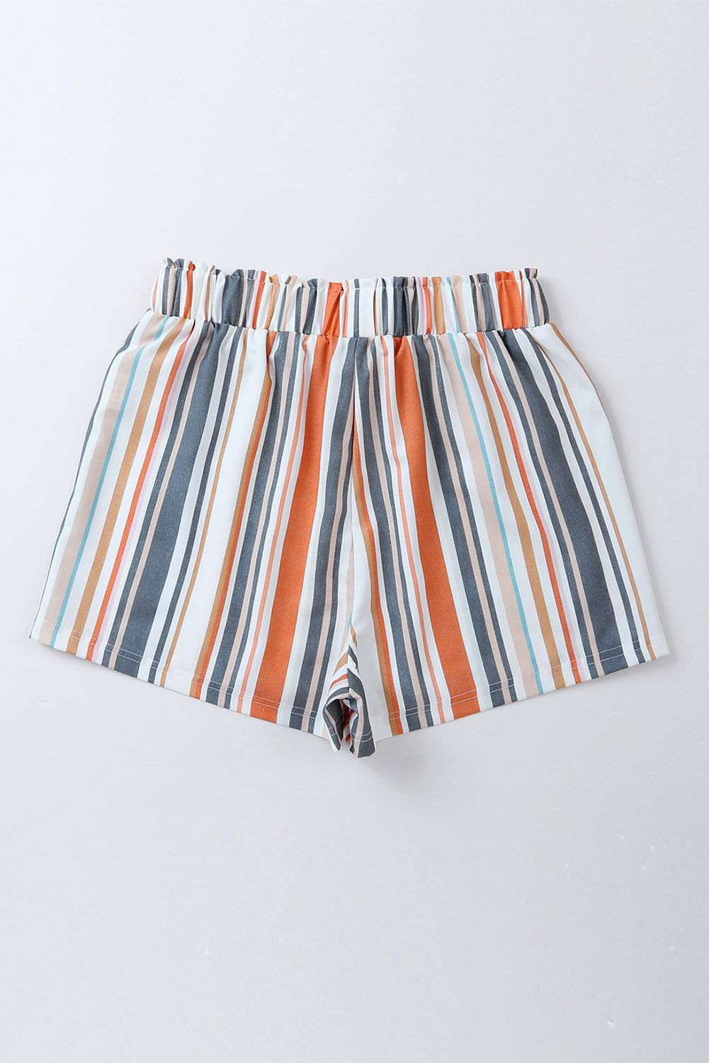 Stripe Vintage Washed Elastic Waist Shorts 