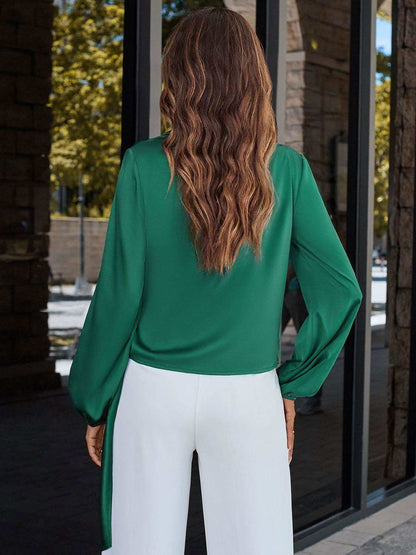 Surplice Neck Long Sleeve Blouse 