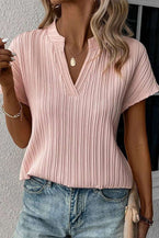 Textured Short Sleeve Blouse 