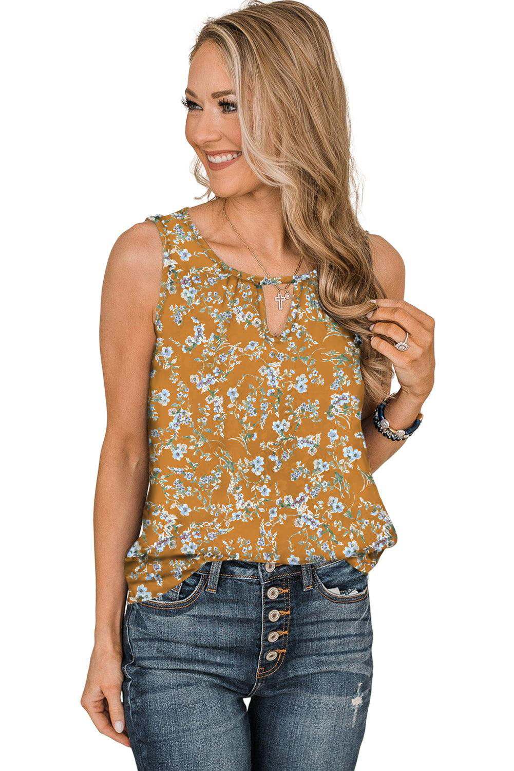 The Keyhole Floral Sleeveless Top 