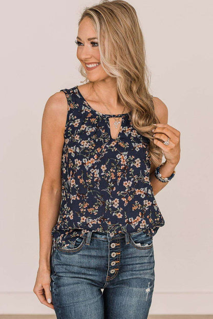 The Keyhole Floral Sleeveless Top 