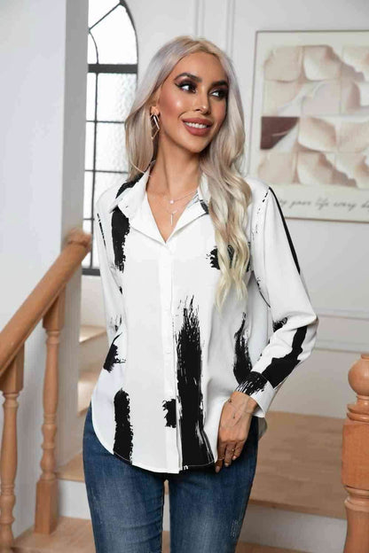 Tie-Dye Collared Neck Buttoned Shirt 