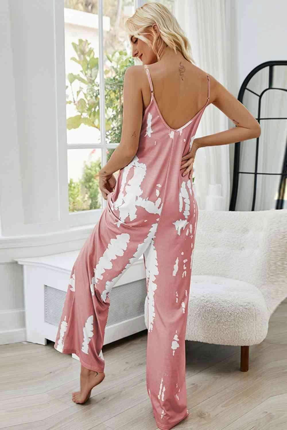 Tie-Dye Spaghetti Strap Jumpsuit with Pockets 