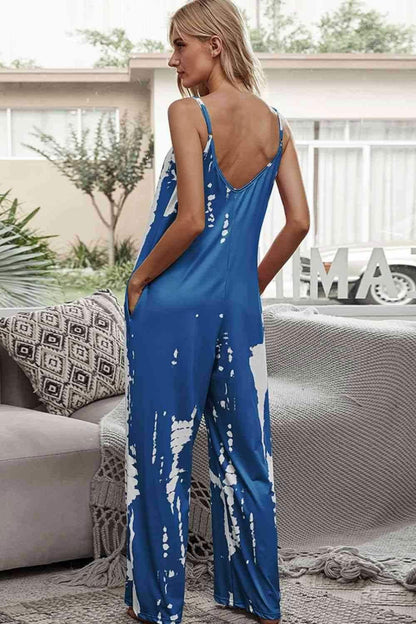 Tie-Dye Spaghetti Strap Jumpsuit with Pockets 