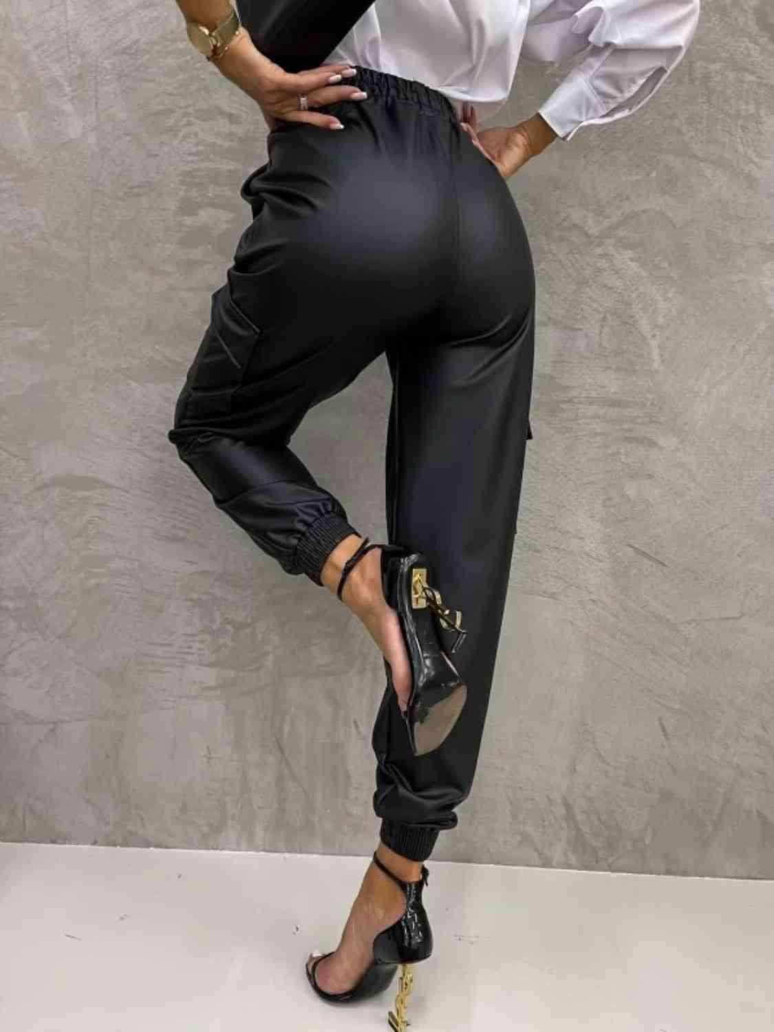 Tied High Waist Pants with Pockets 