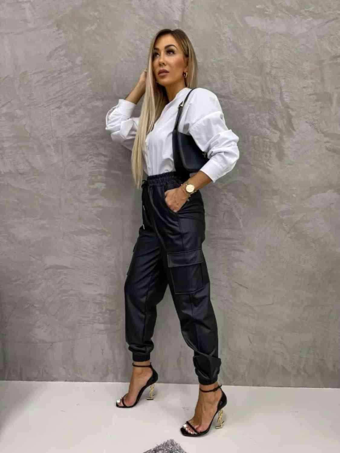 Tied High Waist Pants with Pockets 