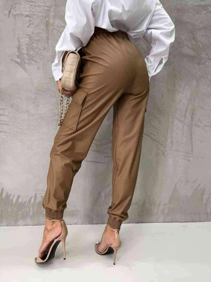 Tied High Waist Pants with Pockets 