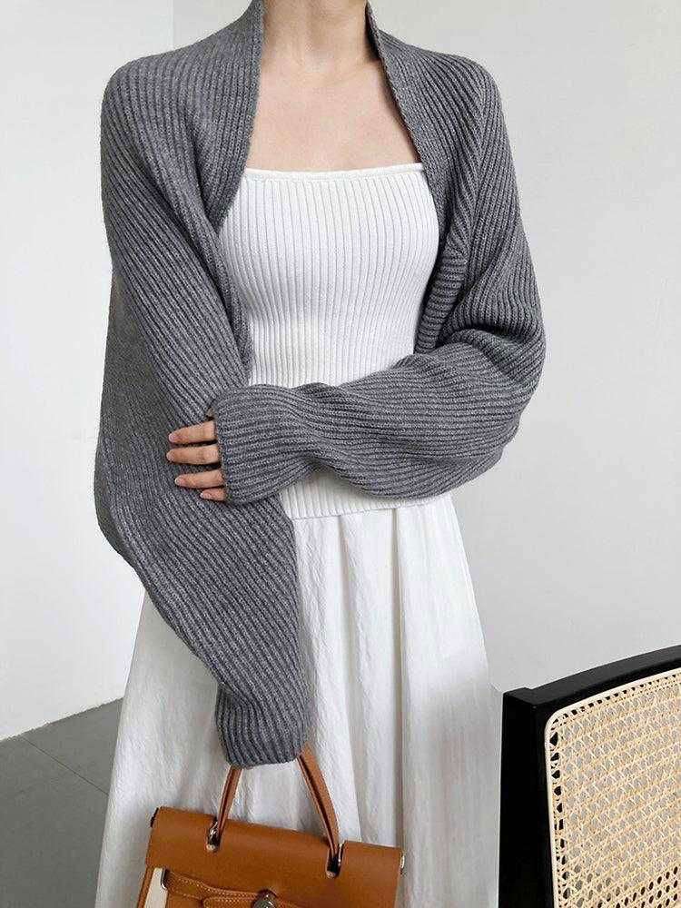 Touka Knitted Shrug Scarf - Gray 