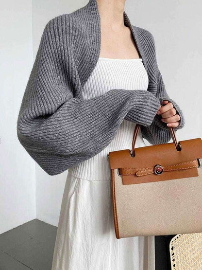 Touka Knitted Shrug Scarf - Gray 