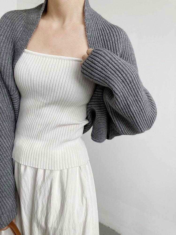 Touka Knitted Shrug Scarf - Gray 