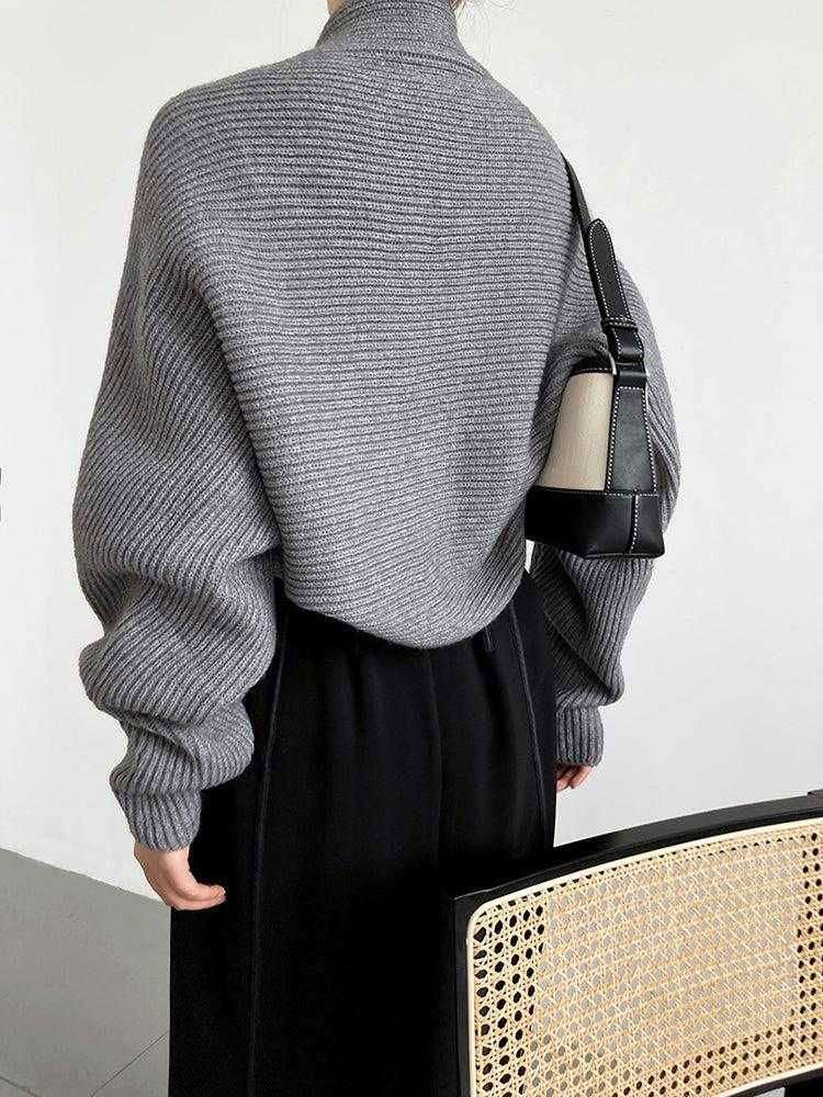 Touka Knitted Shrug Scarf - Gray 