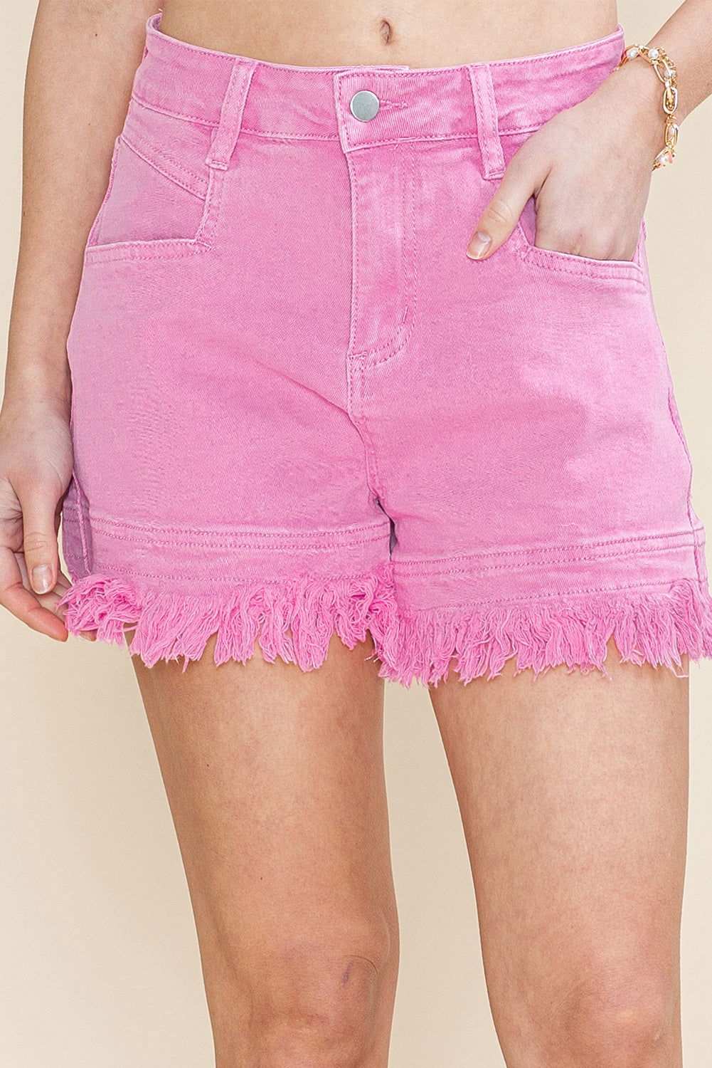 Turquoise Raw Hem Mid Rise Denim Shorts 