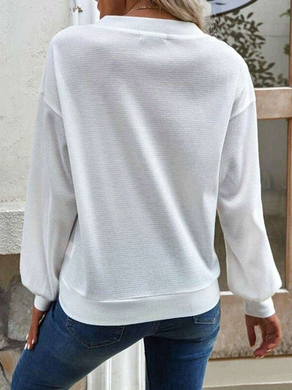 V-Neck Dropped Shoulder Blouse - Casual Style & Comfort 