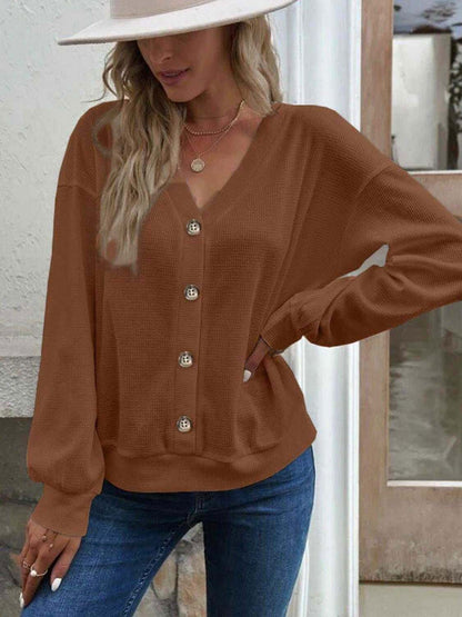 V-Neck Dropped Shoulder Blouse - Casual Style & Comfort 