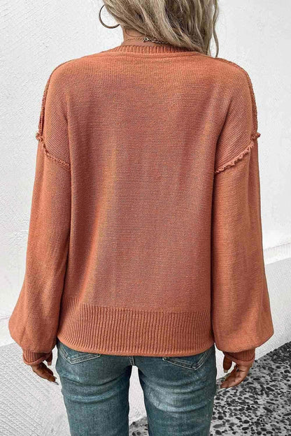 V-Neck Exposed Seam Sweater 