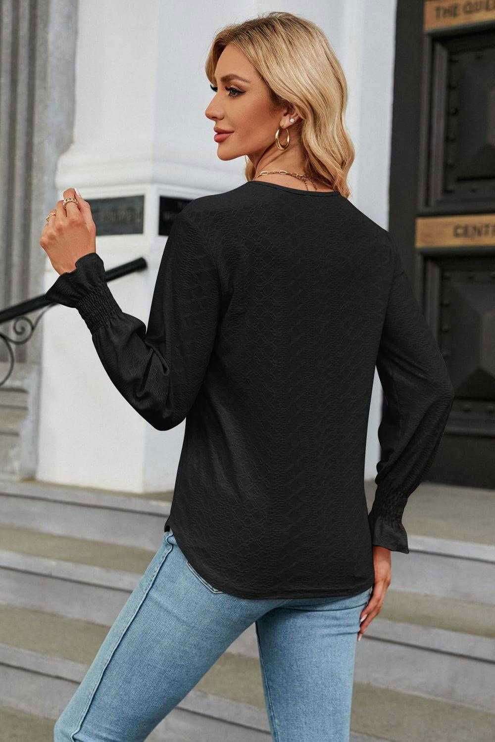 V-Neck Flounce Sleeve Blouse - Chic and Stylish Design 