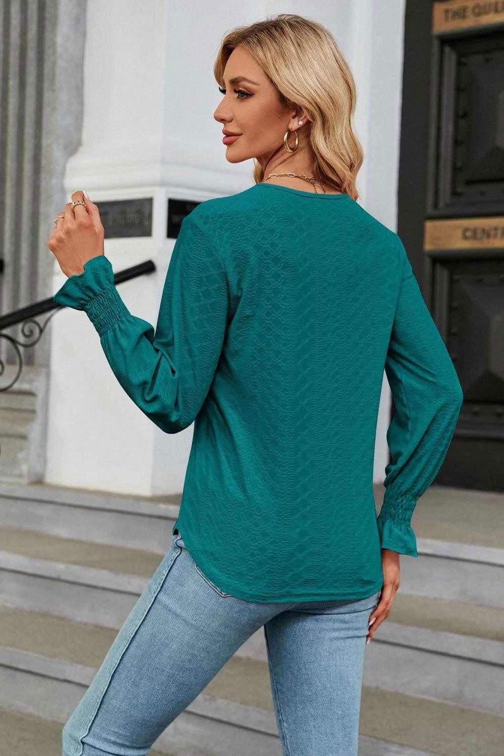 V-Neck Flounce Sleeve Blouse - Chic and Stylish Design 