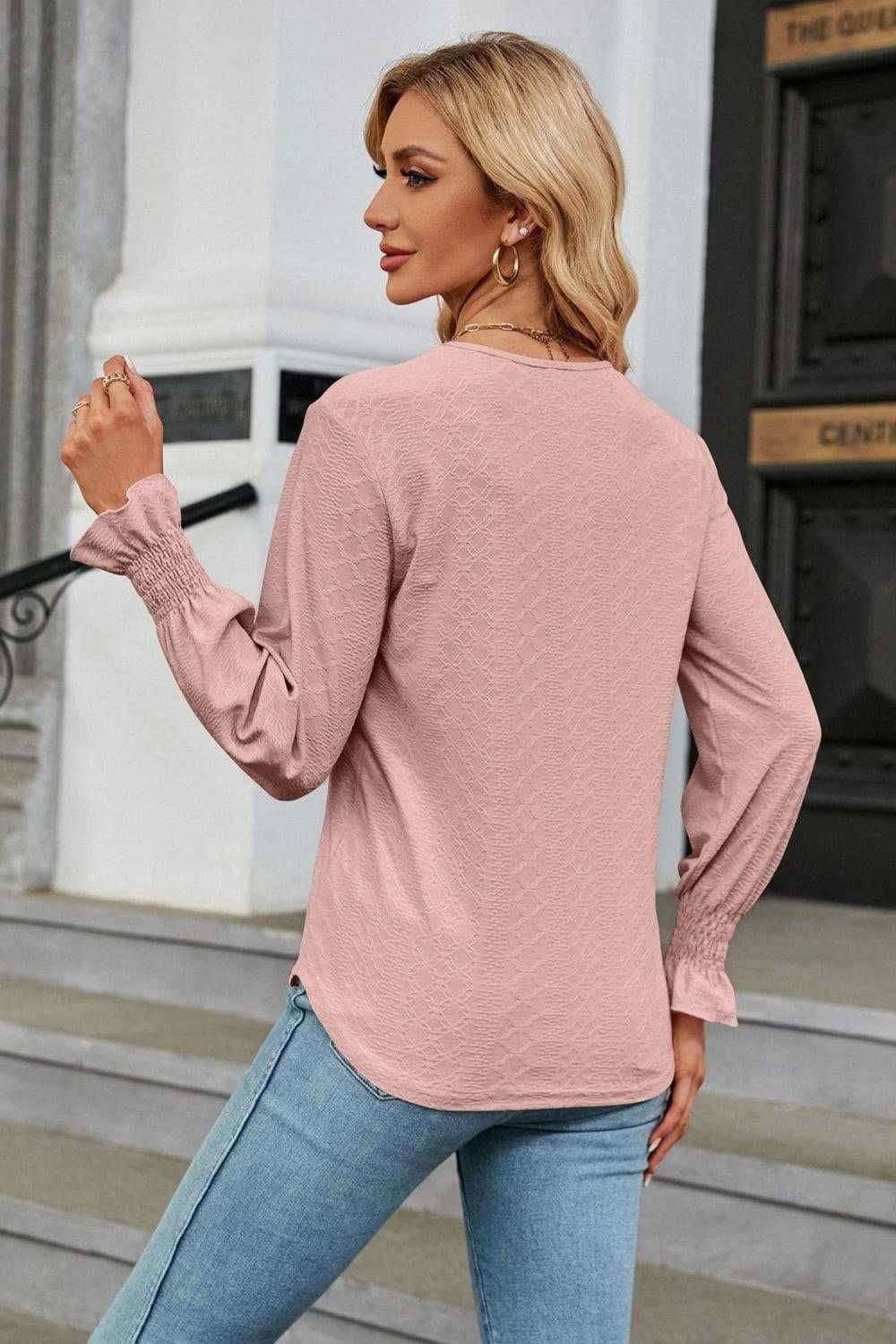 V-Neck Flounce Sleeve Blouse - Chic and Stylish Design 