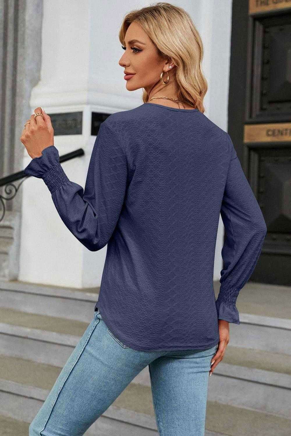 V-Neck Flounce Sleeve Blouse - Chic and Stylish Design 