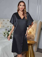 V-Neck Flutter Sleeve Night Dress 