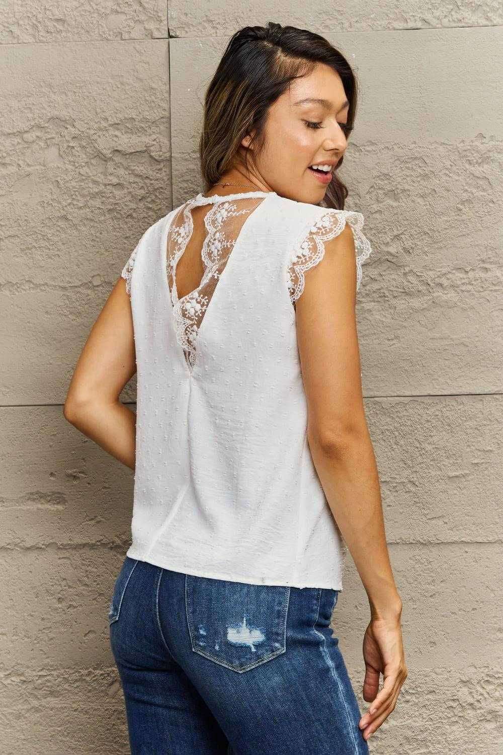 V-Neck Lace Trim Tank Top - Stylish Casual Wear 