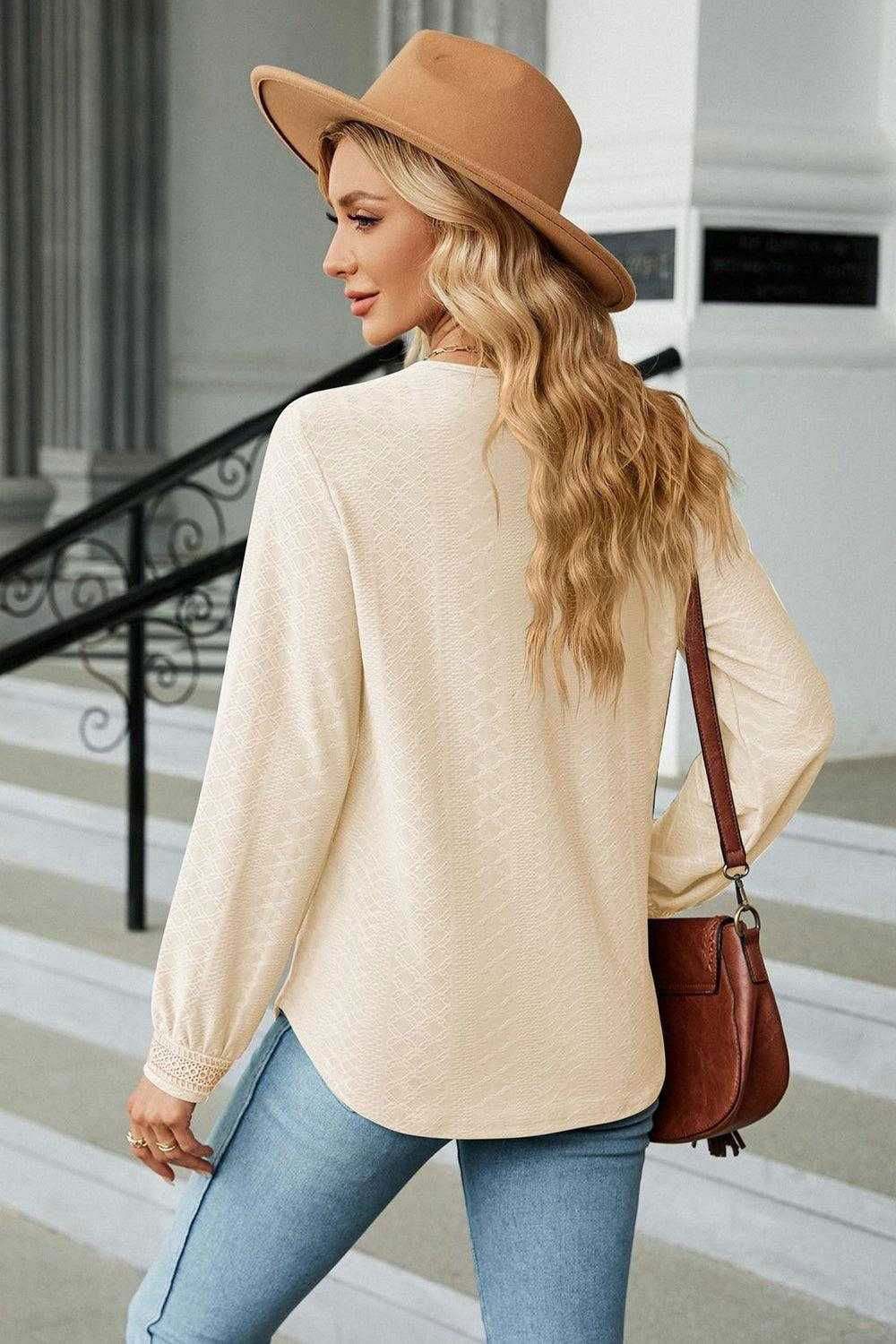 V-Neck Long Sleeve Blouse for Effortless Style | Shop Now 