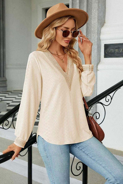 V-Neck Long Sleeve Blouse for Effortless Style | Shop Now 