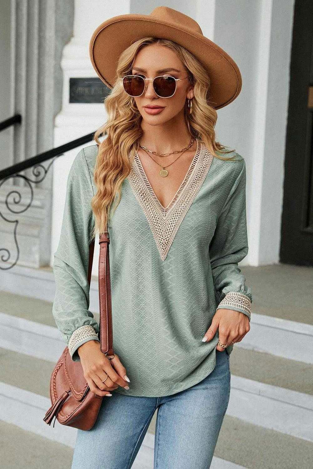 V-Neck Long Sleeve Blouse for Effortless Style | Shop Now 