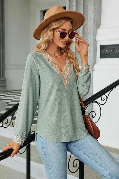 V-Neck Long Sleeve Blouse for Effortless Style | Shop Now 