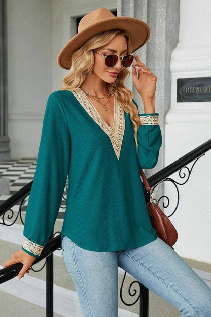 V-Neck Long Sleeve Blouse for Effortless Style | Shop Now 