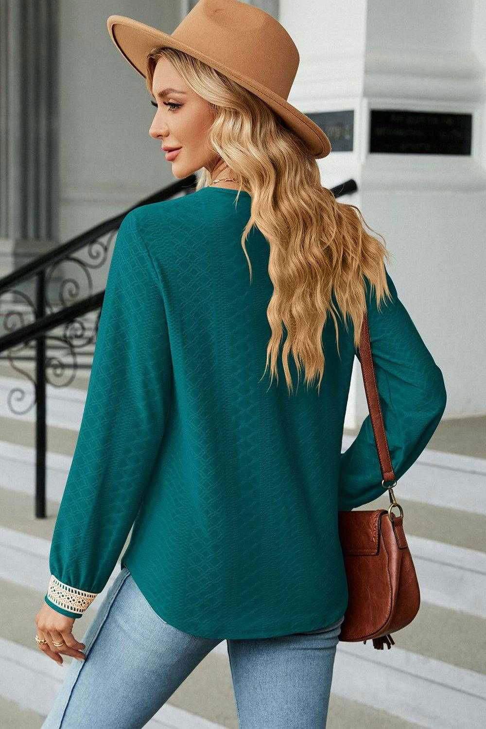 V-Neck Long Sleeve Blouse for Effortless Style | Shop Now 