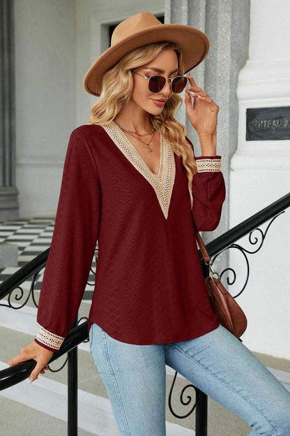 V-Neck Long Sleeve Blouse for Effortless Style | Shop Now 